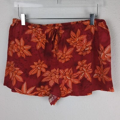 Victoria's Secret Hawaiian Shorts L Red Orange Tie Waist Lightweight - Imagem 1 de 4