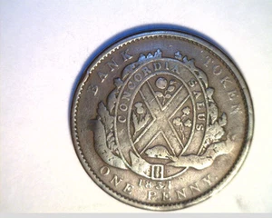 Canadá 1837, token de banco de un centavo, cobre de grado medio, City Bank (Can-435) - Imagen 1 de 2