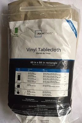 Mainstays Taupe Vinyl Tablecloth 60x84 Inches - Image 1 of 3