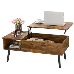 Lift Top Coffee Table with Hidden Storage Gas Lift Tabletop with Storage Shelf - Picture 1 of 10