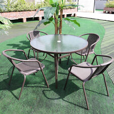 105cm Round Glass Top Bistro Table Garden Outdoor Patio Coffee Tea Dining Tables