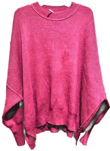 Free People Womens Mock Neck Oversize Pullover Sweater Maroon Size Large - Picture 1 of 11