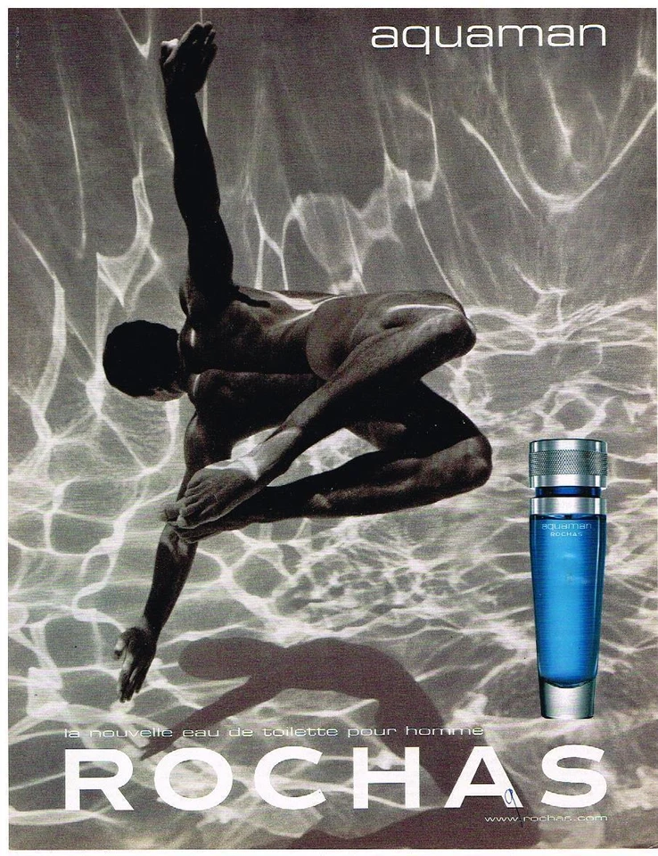 PUBLICITE ADVERTISING 105  2002  ROCHAS   eau de toilette homme AQUAMAN - Photo 1/1
