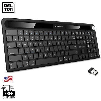 Delton KB90 Wireless Rechargeable Solar (Light) Powered Keyboard - Black - Image 1 of 4