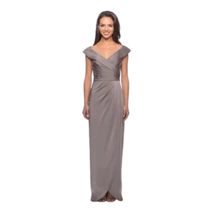 La Femme Style 25206 Pewter Gown Size 16 - Picture 1 of 8
