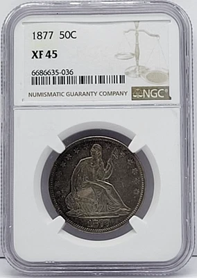 1877 Seated Liberty Half Dollar, 50c - Graded NGC XF 45 - Image 1 of 4