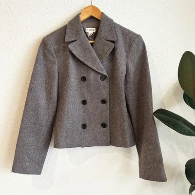 J Crew Women 100% Wool Double Breasted Blazer Jacket Size 4 Gray Preppy Academia - Image 1 of 4