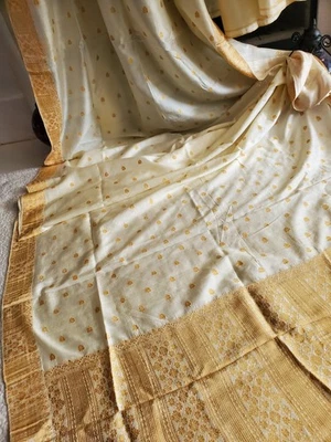 Sari de seda morera pura para mujer telar manual boda fiesta festivo diseñador Foto 1 de 4