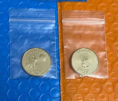 Bluey & Bingo Dollar bucks (2 coins) in zip storage bag 50% to Animal rescue - Image 1 of 4