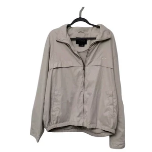 Chaqueta cortavientos Izod para hombre XL beige lisa cremallera completa cuello manga larga forrada - Imagen 1 de 15