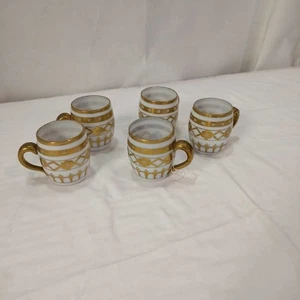 Gruppe von 5 antiken Tassen Glas Lattimo Italien Ende '800 Anfang '900 Original - Bild 1 von 5