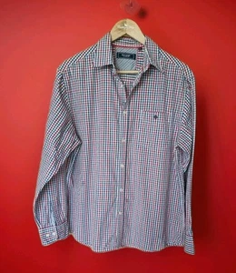 Maine New England Shirt Navy Mix Size M Cotton Blend Check Men's Long Sleeve - Picture 1 of 7
