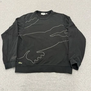 Suéter deportivo Lacoste para hombre manga larga cuello redondo negro logotipo grande talla M - Imagen 1 de 7