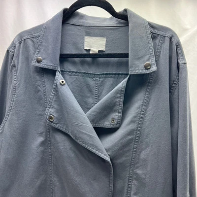 Caslon Snap Front Barn Jacket Blue Gray Drawstring Waist Women's Size Large - Image 1 of 4