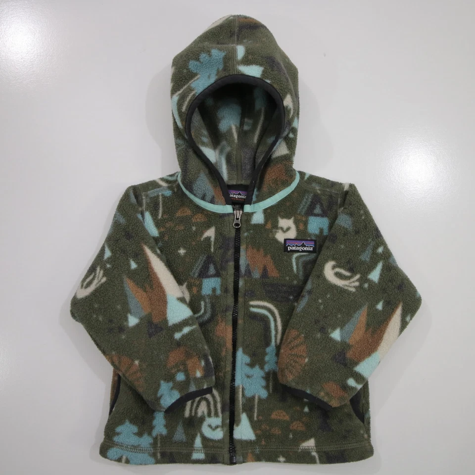 Chaqueta Patagonia Bebé 12-18 Meses Verde Synchilla Cárdigan Polar Con Capucha Cremallera Foto 1 de 4