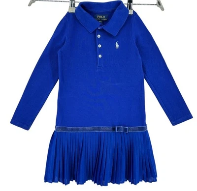 Vestido de manga larga azul Ralph Lauren para niñas talla 4/4T Foto 1 de 4