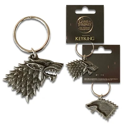 Official Game Of Thrones Stark Keyring Direwolf Sigil Crest GOT Merchandise - Immagine 1 di 2