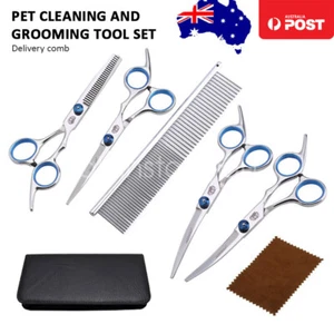7" Professional Pet Grooming Scissors Set Dog Trimming Hair Tool Thinning Shears - Picture 1 of 12
