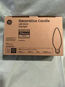 24 Pack GE Daylight LED B10C Candelabra Base Bulbs 60W EQ 5W Decorative Candle - Picture 1 of 5