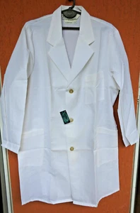 Vintage 70s Nylon Lab Coat Nyltest Chore Coat Long Work Jacket White New (L) - Picture 1 of 11