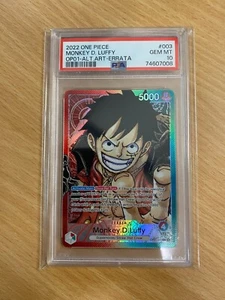 Monkey.D.Luffy Errata (OP01-003 L) PSA 10 - Juego de cartas de una pieza - Imagen 1 de 2