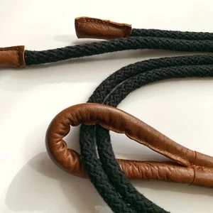 Black Rope Belt, Belt + leather detail, Stylish belt, Trendy belt, Gift for him - Picture 1 of 3