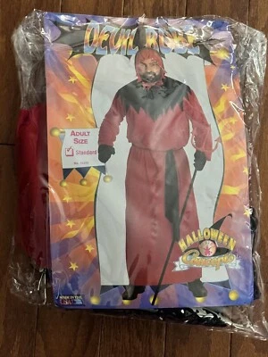 Халат дьявола мужской красный/черный поли халат - рог капюшон - галстук пояс один размер - Изображение 1 из 2