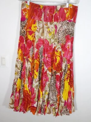 Saia hippie boho colorida floral havaiana bruxa cigana alargada XL - Imagem 1 de 3