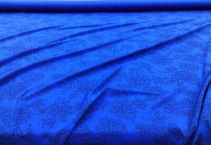 Bedruckter Liverpool Strukturstoff 4 Wege Stretch blau schwarz Blumen O212 - Bild 1 von 1