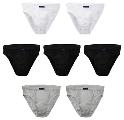 BRUBAKER Pack di Risparmio da 7 Slip Uomo Intimo 100% Cotone Nero Grigio Bianco - Immagine 1 di 4
