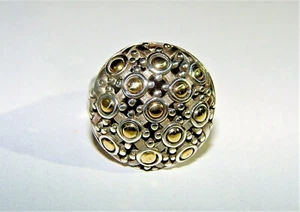JOHN HARDY JAISALMER DOT 18K STERLING SILVER DOMED COCKTAIL LARGE RING SZ 7.75 - Picture 1 of 6