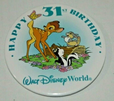 Disney's Bambi Happy 31st Birthday Souvenir Button Walt Disney World — 第 1/2 张图片
