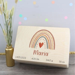 Erinnerungsbox "Regenbogen - Maria" Erinnerungskiste Baby Junge Mädchen Taufe - Bild 1 von 5