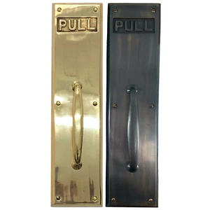 Placa de puerta comercial PULL en latón fundido o bronce de alta resistencia - Imagen 1 de 9