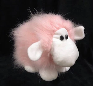Chrisha Lamb Sheep Pink Playful Plush Stuffed Fluffy Long Hair 1999 Walmart Vtg - Picture 1 of 7