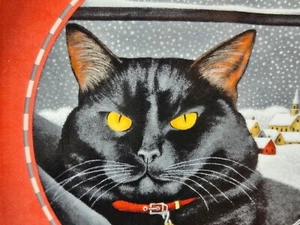 RARE Vtg 1992 Lowell Herrero Cat Plate, Gold-Eyed Black Cat, Red Rim, New/Mint - Picture 1 of 6