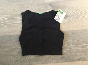 United Colors Of Benetton schwarzes bauchfreies Oberteil mit Knopfleiste Größe Small hergestellt in Italien - Bild 1 von 3