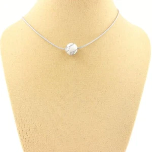 Steine Und Mineralien. Halskette 1 Perle Howlite 8 Mm. Kette Aus Edelstahl. - Bild 1 von 4