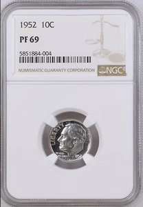 :1952-P 1OC FRANK ROOSEVELT-DIME NGC PROOF PF 69 LOW POP RARE R5 HIGHEST GRADES - Picture 1 of 2