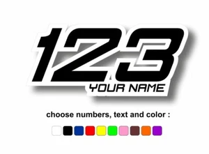 Numeri sticker adesivi adesivo personalizzati racing moto auto kart nome - Afbeelding 1 van 1