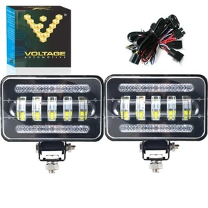 4x6" Square Work Light LED Driving Fog Light 6000K White with Harness, 2pcs - Picture 1 of 7