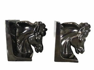 Fermalibri Testa di Cavallo Vintage Equitazione Ceramica Marrone Lucido Contemporaneo - Foto 1 di 10