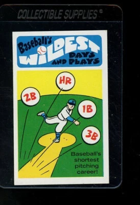 1973 Fleer Baseball's Wildest Days and Plays #18 Shortest Pitching Career! - Image 1 of 2