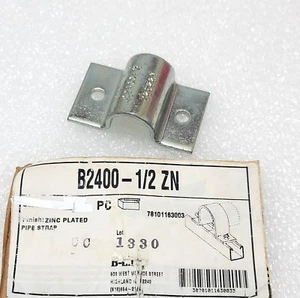 B-Line B2400-1/2 ZN Strut Pipe Clamp Strap ~ Zinc Plated ~ 1/2" ~ 2 Hole ~ NEW - Picture 1 of 3