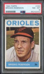 1964 TOPPS #230 BROOKS ROBINSON PSA 8 ORIOLES HOF CENTERED