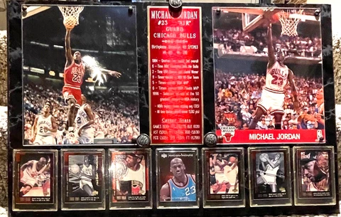 MICHAEL AIR JORDAN Tribute Wooden Plaque With 7 Upper Deck Cards,2- 8X10/24x16x1 Cover