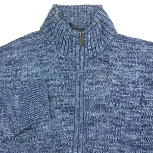 $248 Bloomingdales Blue 100% Linen Melange Knit Full Zip Sweater Mens 2XL - Picture 1 of 9