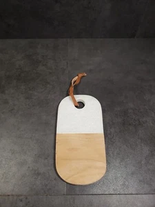Marble and Natural Wood Rounded Cheese Board with Handle - Picture 1 of 9
