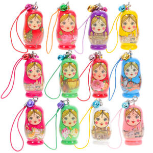 24PCS Bamboo Child Wooden Russian Matryoshka Keychain Nesting Doll Charms