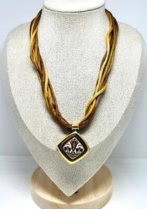 Michaela Frey Wien Kette Emaille Anhänger vergoldet Design Collier Vintage - Bild 1 von 6